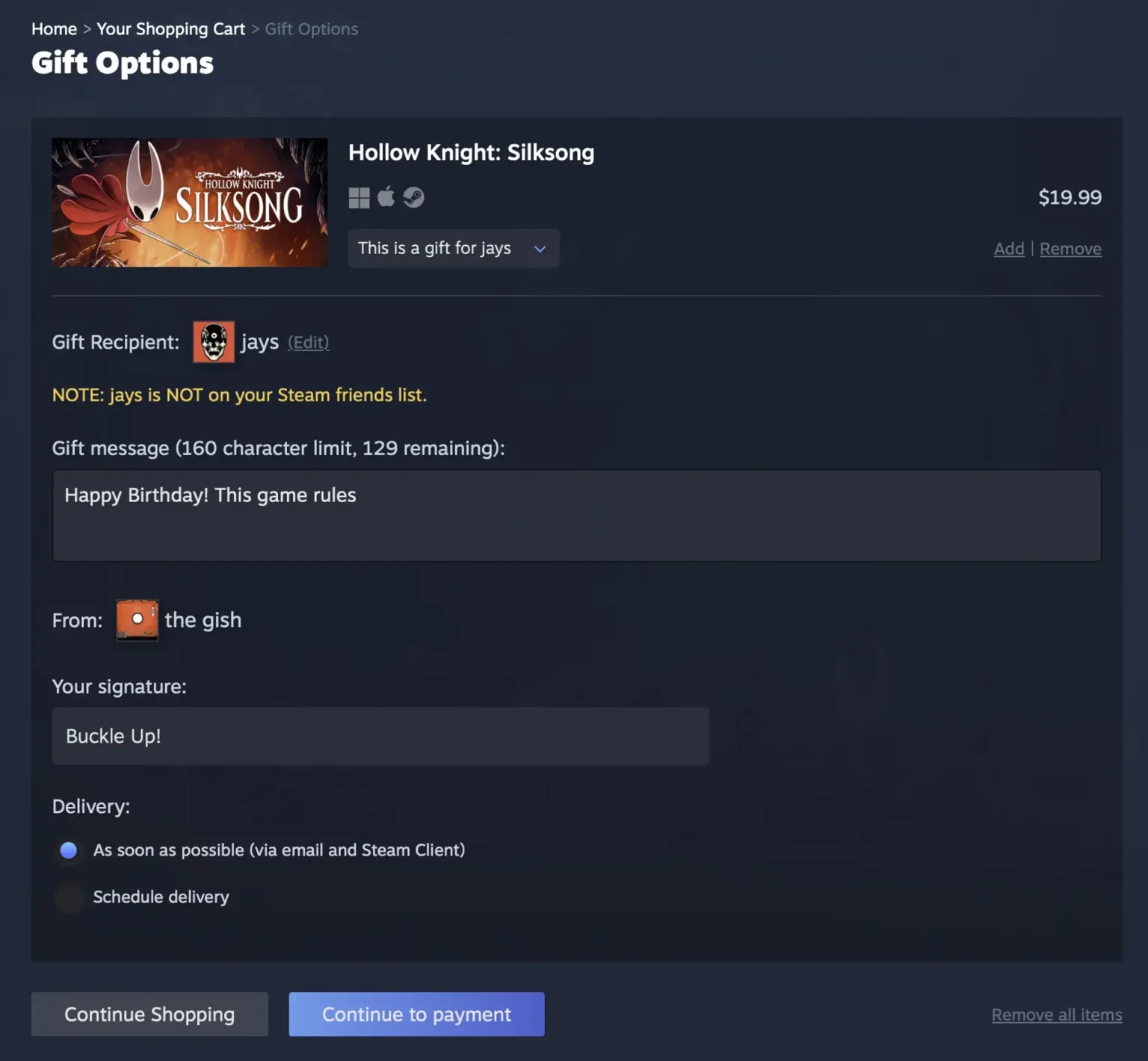Valve Updates Steam Gifting System and Wishlist Controls